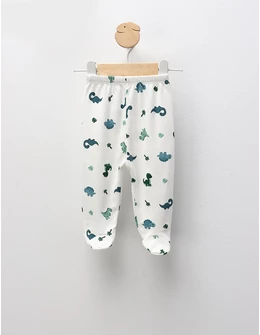 Pantaloni cu botosei Ace Trase, Dino, alb-verde