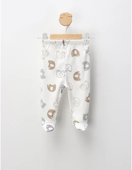 Pantaloni cu botosei Ace Trase, Elefantel, alb