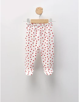 Pantaloni cu botosei Ace Trase, Inimioare, alb-rosu