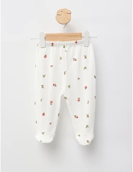Pantaloni cu botosei Ace Trase Lalele, alb