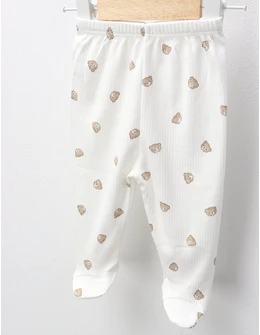 Pantaloni cu botosei Ace Trase, Mini Bear, alb
