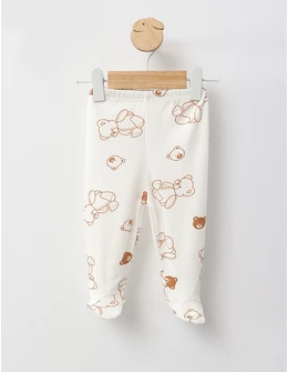 Pantaloni cu botosei Ace Trase Ursulet, alb