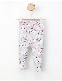 Pantaloni cu botosei alb-rosu snow-men