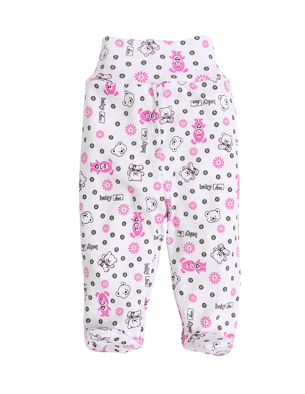 Pantaloni cu botosei Baby Bear alb-roz