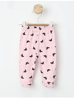 Pantaloni cu botosei fluturasi roz 56 (0-1 luni)