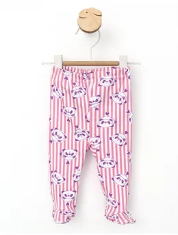 Pantaloni cu botosei roz-panda