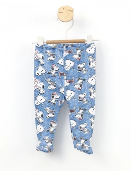 Pantaloni cu botosei Snoopy albastru-roz 1