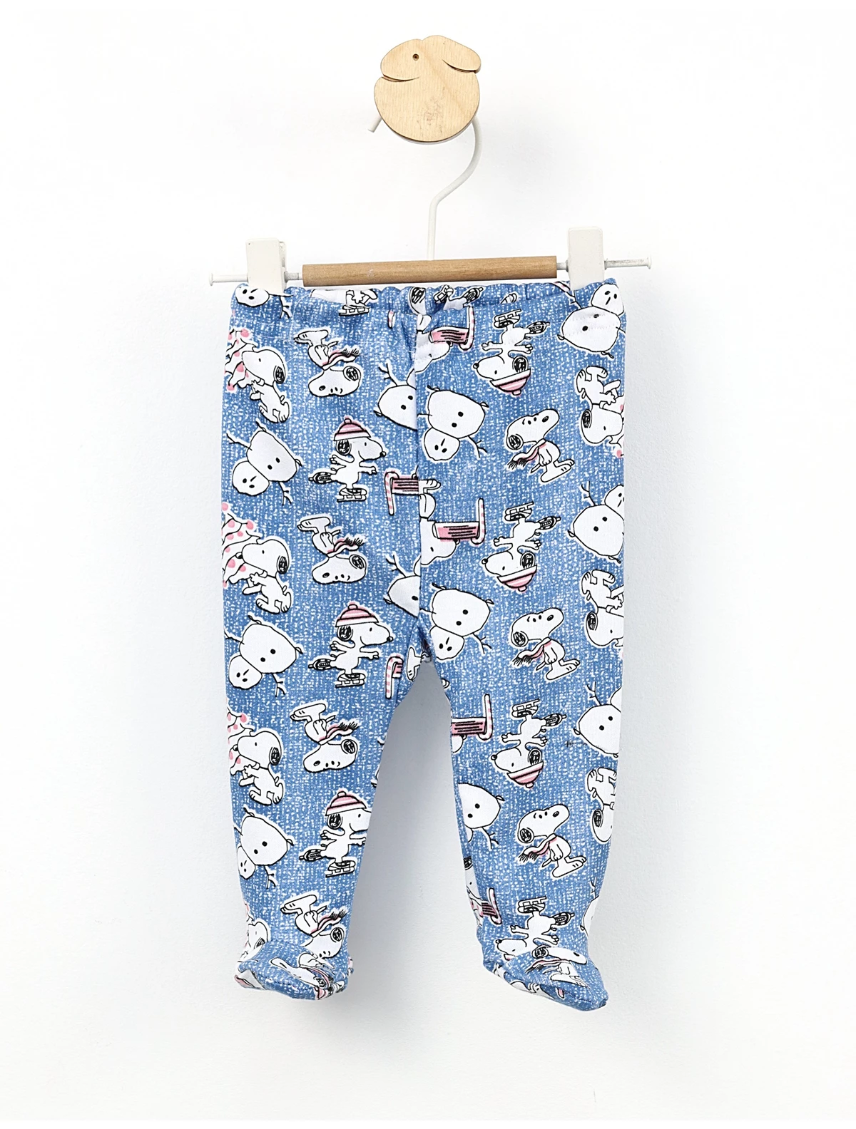 Pantaloni cu botosei Snoopy albastru-roz