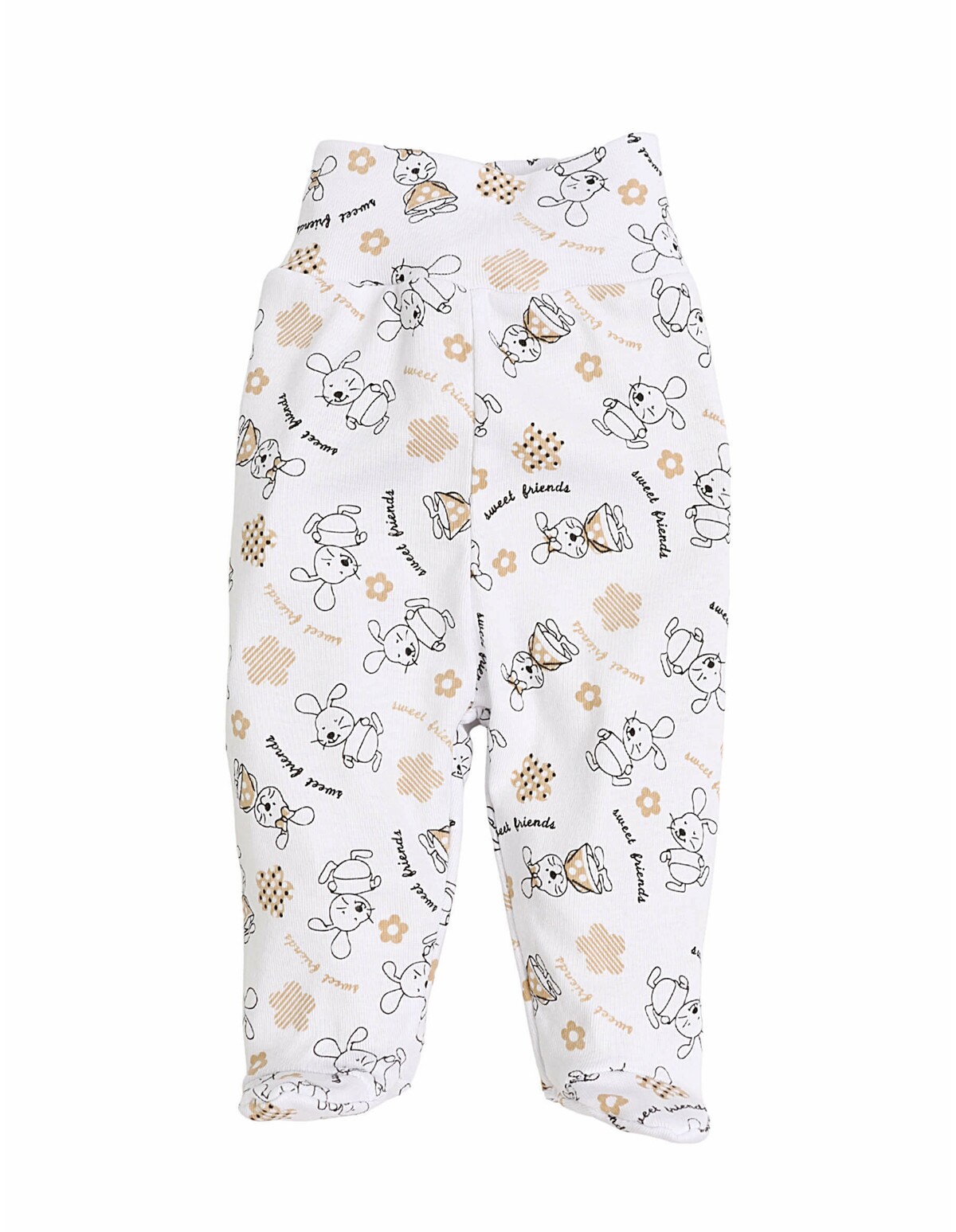 Pantaloni cu botosei Sweet Friends alb-crem