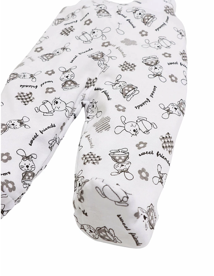 Pantaloni cu botosei Sweet Friends alb-gri picture - 2