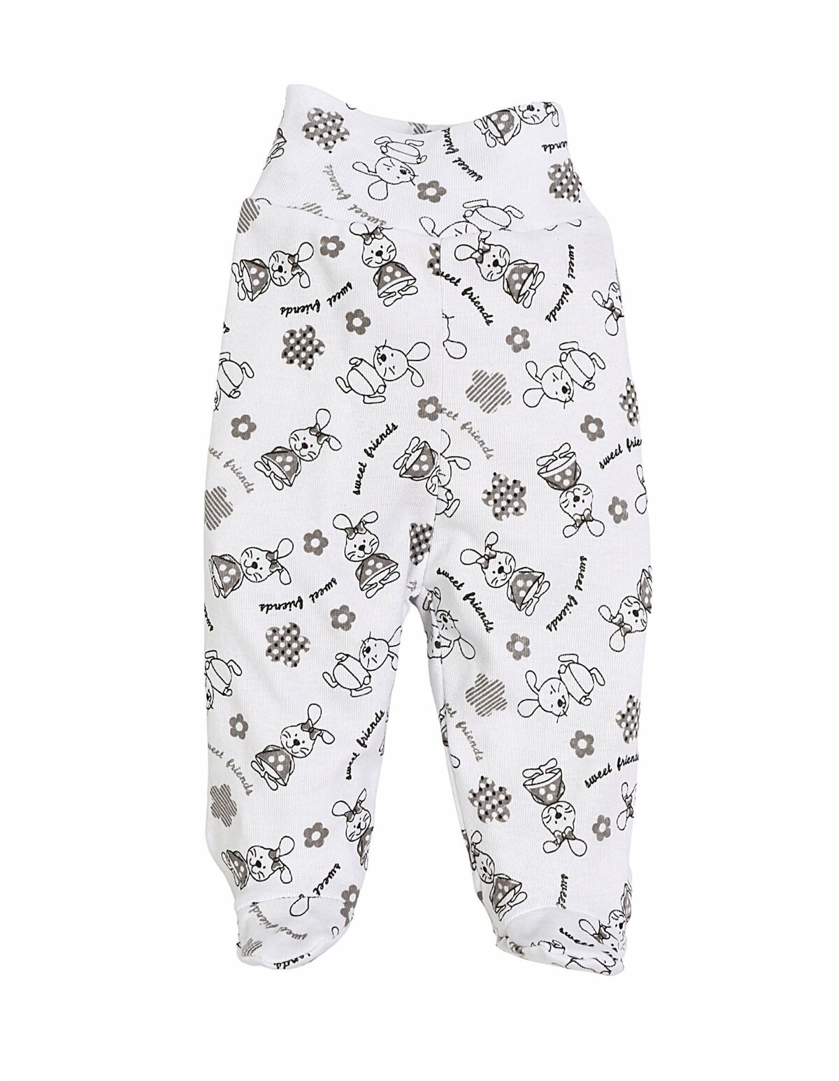Pantaloni cu botosei Sweet Friends alb-gri