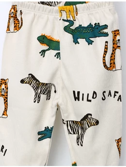 Pantaloni cu botosei Wild Safari crem 2