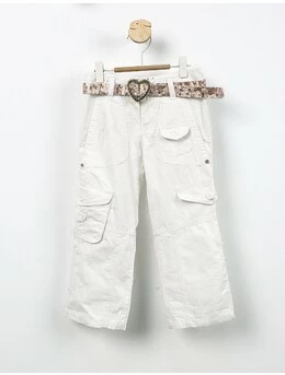 Pantaloni cu curea cargo-alb 1