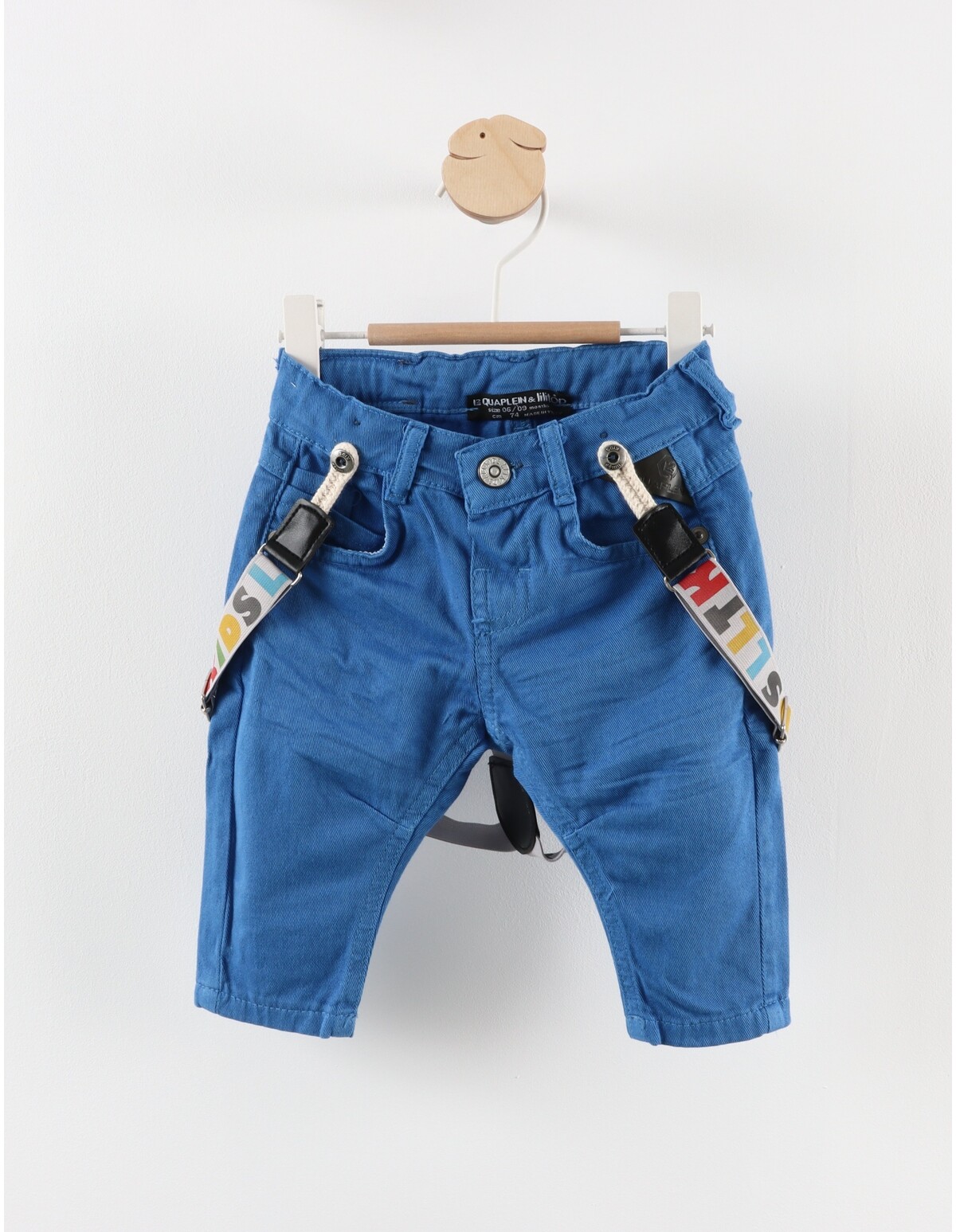 Pantaloni de blug cu bretele LILITOP albastru