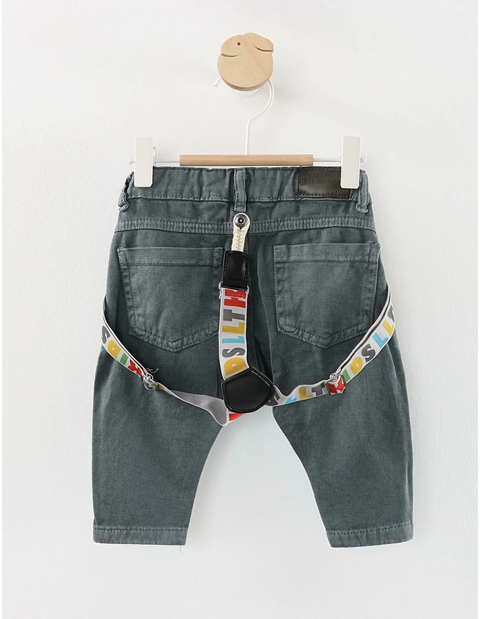 Pantaloni de blug cu bretele LILITOP gri inchis picture - 3
