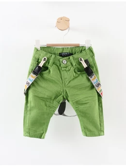 Pantaloni de blug cu bretele LILITOP verde