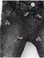 Pantaloni de blug cu floricele-negru 2