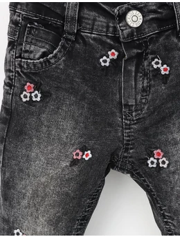 Pantaloni de blug cu floricele-negru 2