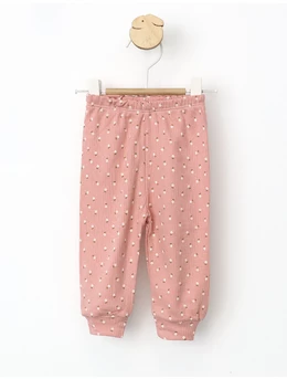 Pantaloni Flori de Musetel roz-prafuit 1