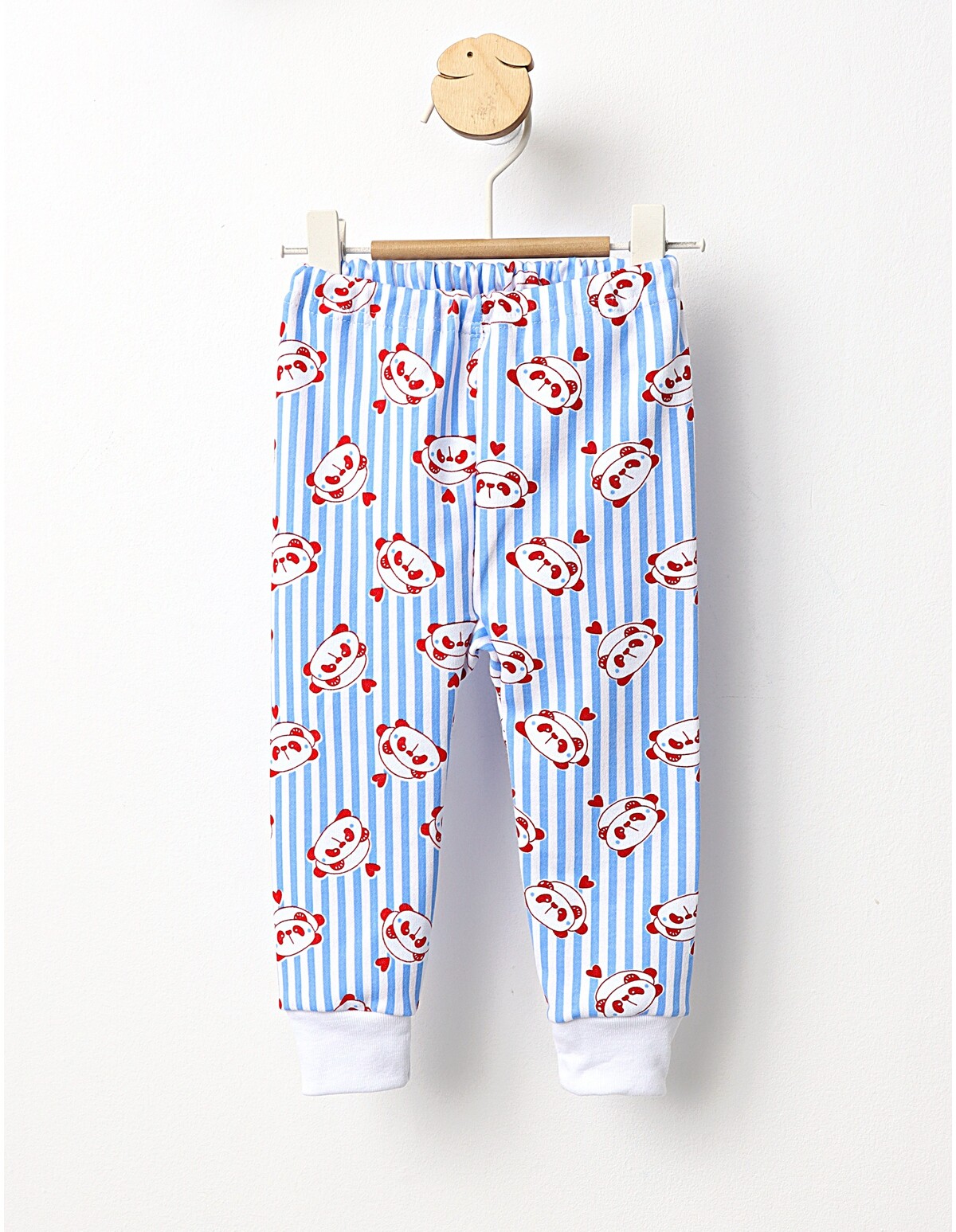 Pantaloni imprimati Panda albastru-rosu