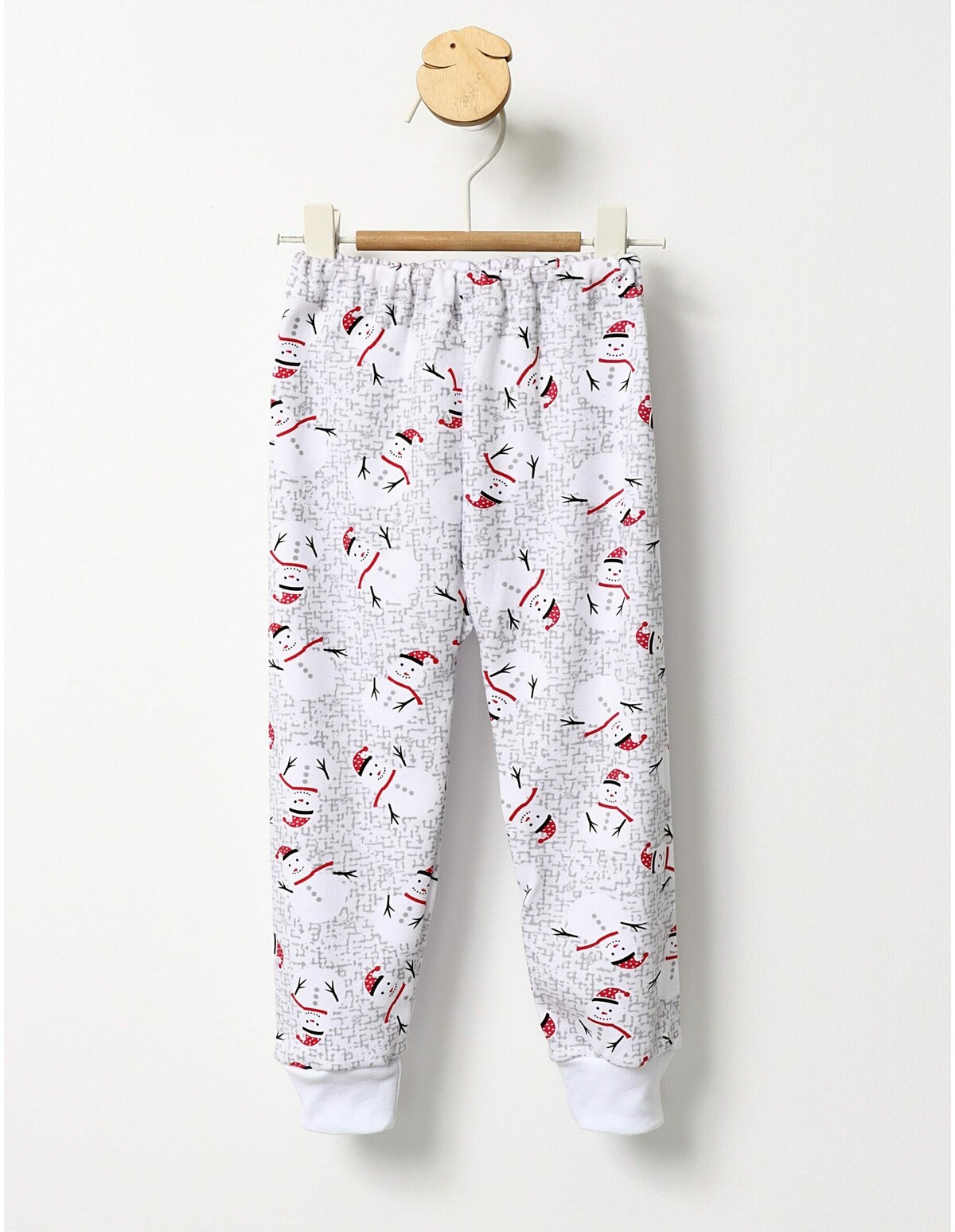 Pantaloni imprimati Snow-Man alb-ciclam