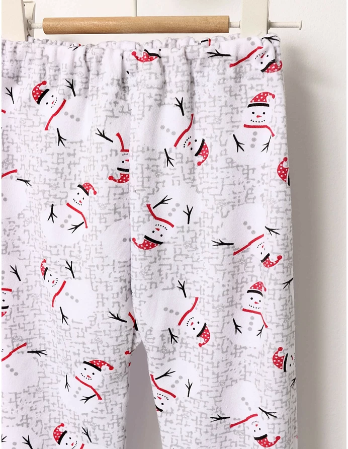 Pantaloni imprimati Snow-Man alb-ciclam picture - 2