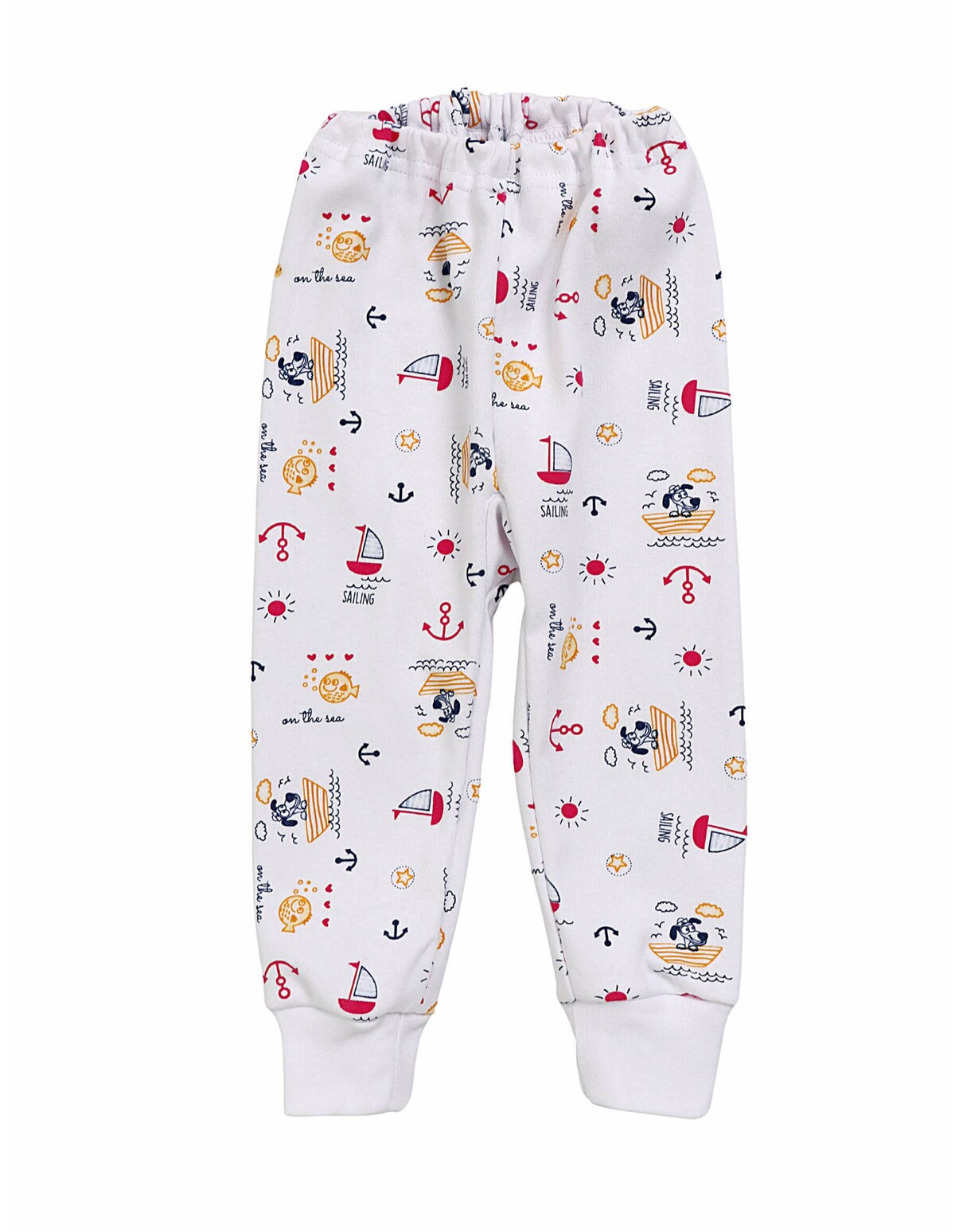 Pantaloni imprimati Sailing galben-ciclam