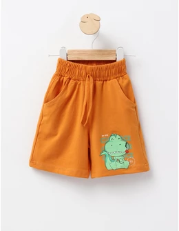 Pantaloni scurti baietei dino Adventure caramiziu