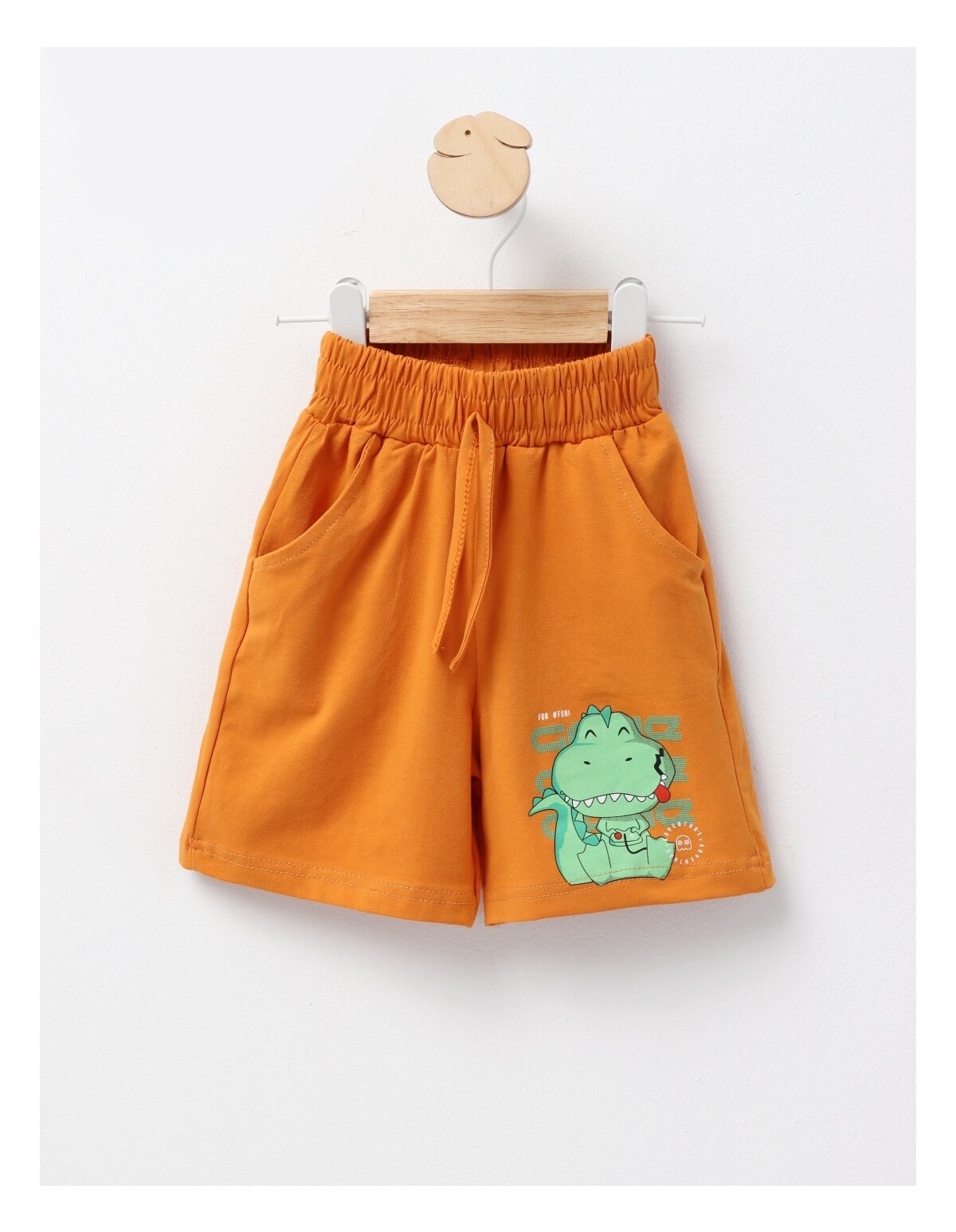 Pantaloni scurti baietei dino Adventure caramiziu