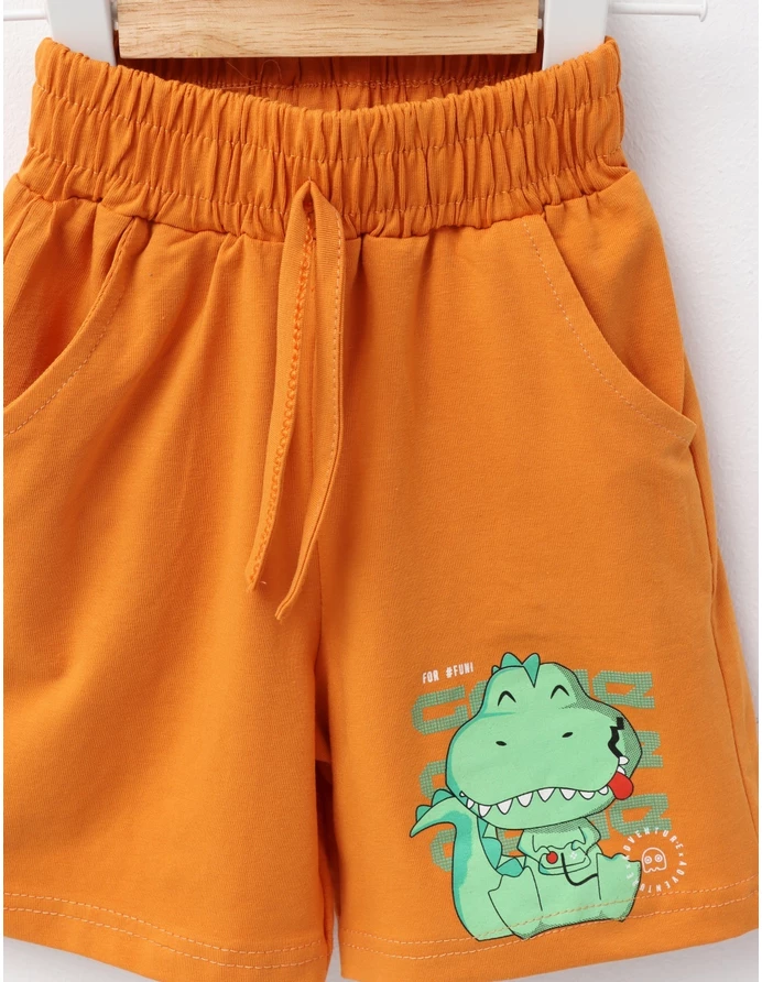 Pantaloni scurti baietei dino Adventure caramiziu picture - 2