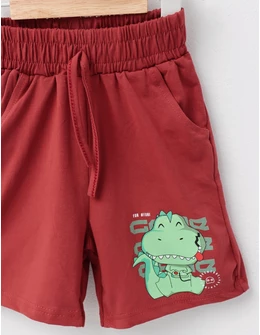 Pantaloni scurti baietei dino Adventure grena