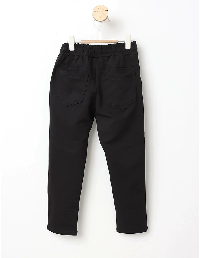 Pantaloni Slim Fitcu Elastic si Snur Reglabil negru picture - 3