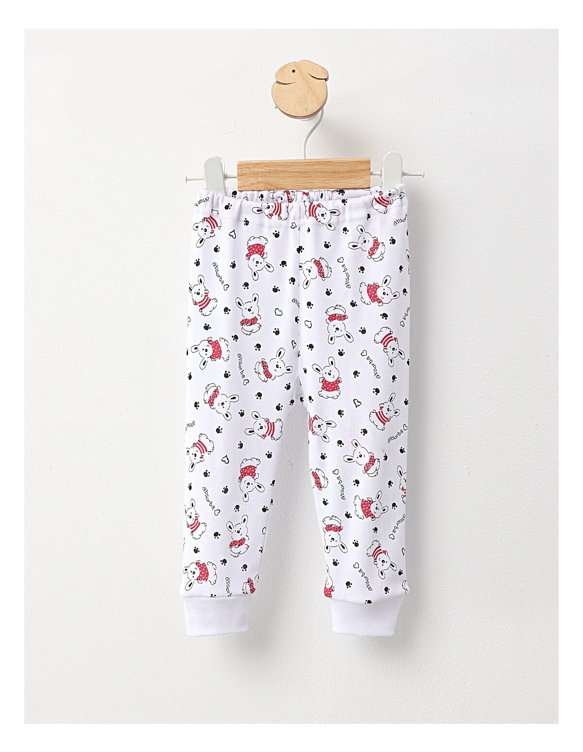 Pantaloni Sweet Dog alb-rosu