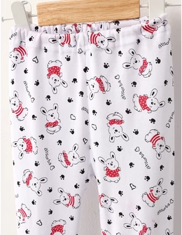 Pantaloni Sweet Dog alb-rosu