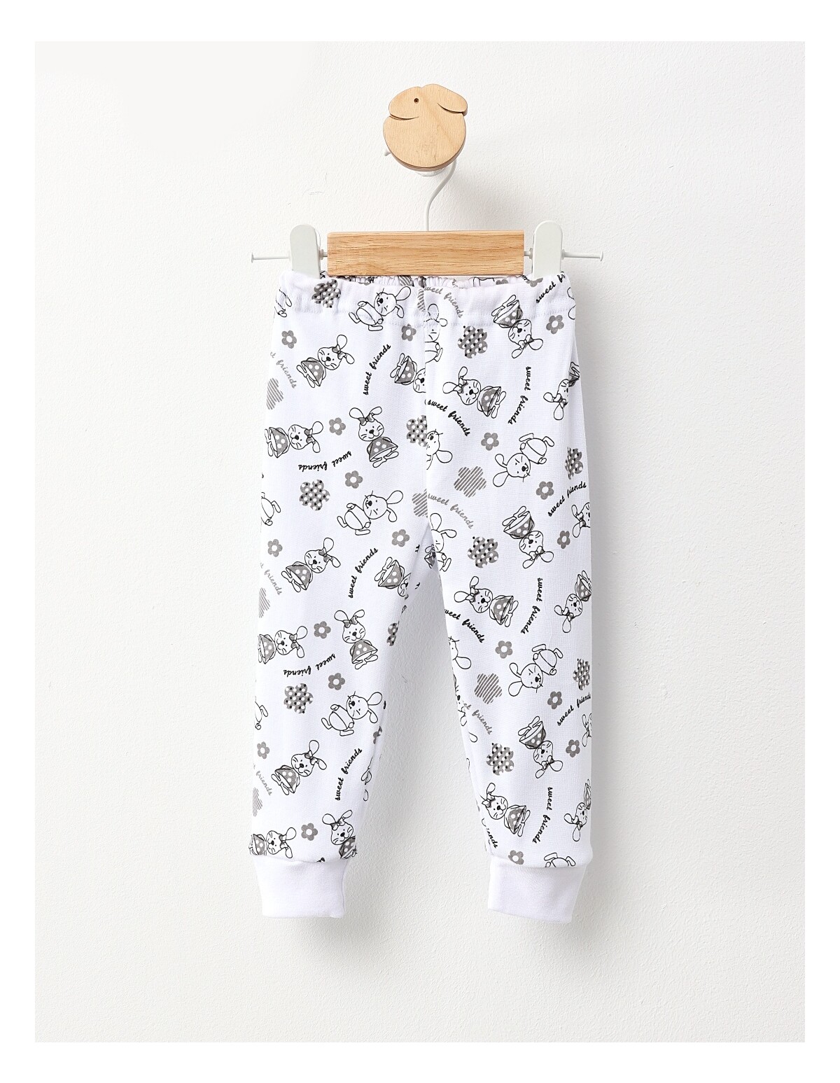 Pantaloni Sweet Friends alb-gri