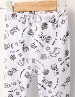 Pantaloni Sweet Friends alb-gri