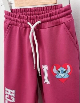 Pantaloni trening STITCH drepti, ciclam