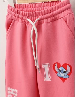 Pantaloni trening STITCH drepti, roz
