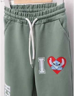 Pantaloni trening STITCH drepti, verde