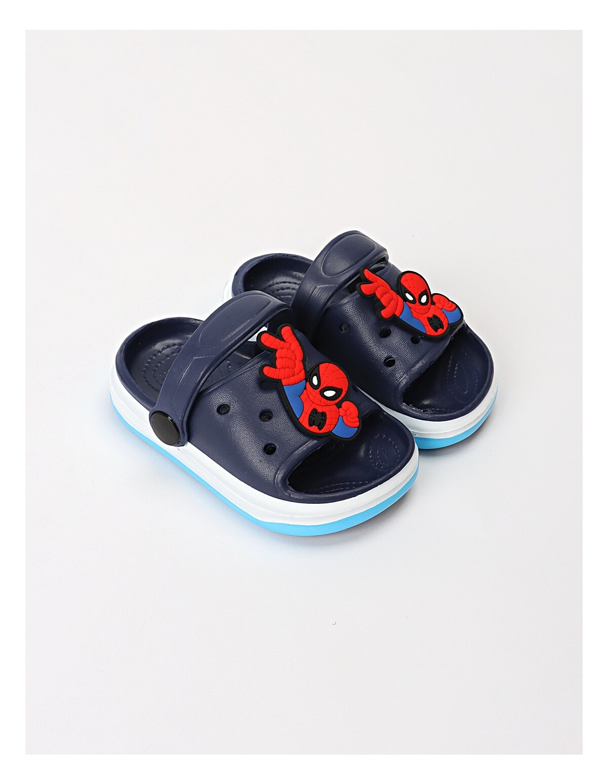 Papuci de spuma + Jibbtz SpiderMan bleumarin