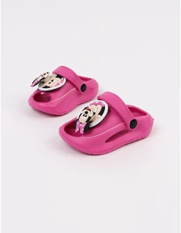 Papuci spuma Jibbtz rotativ Minnie, ciclam