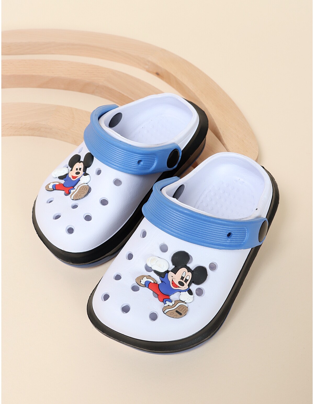 Papuci stil crocs Mickey Mouse model bleu
