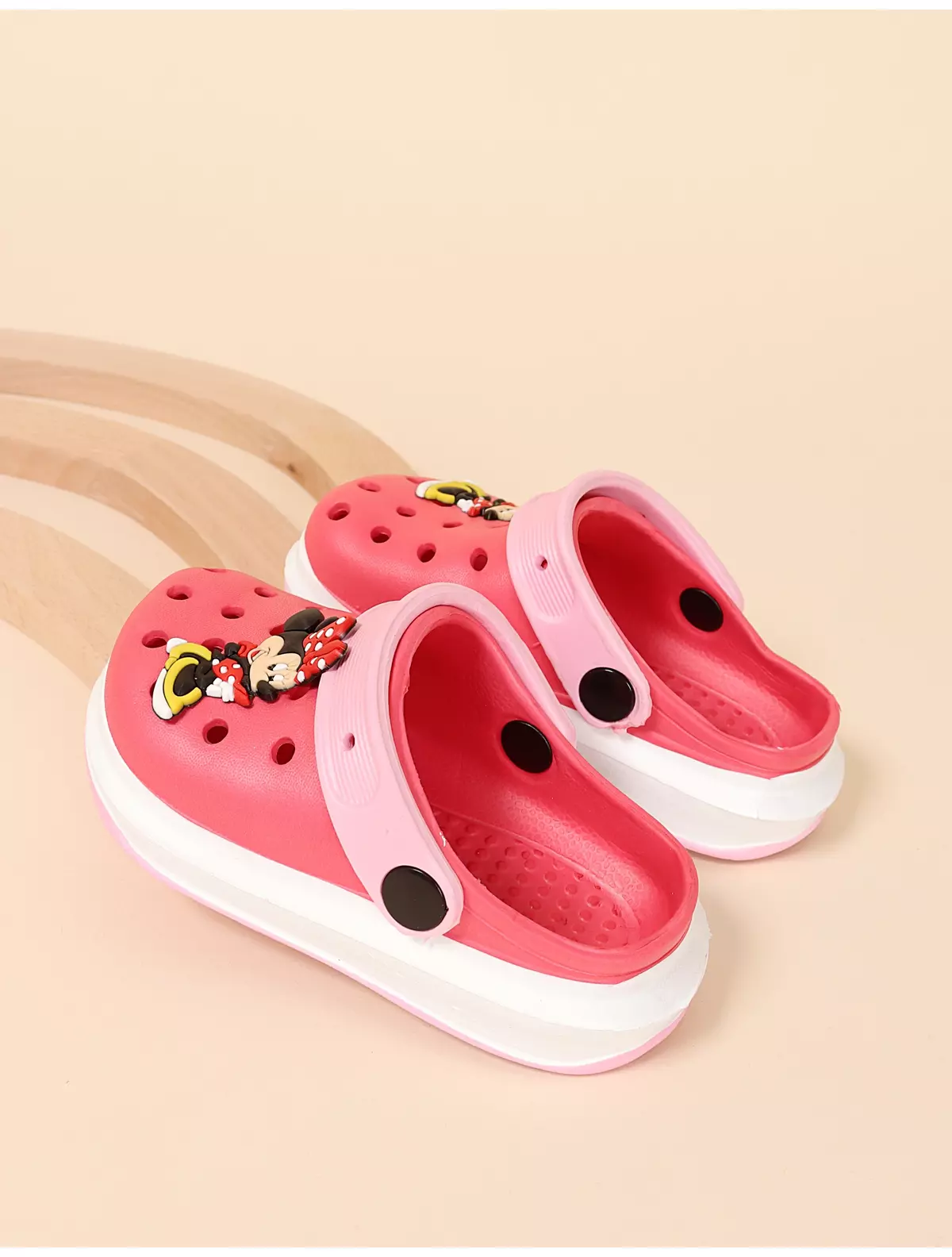 Papuci stil crocs Minnie model roz inchis