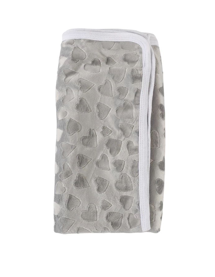 Paturica Minky dubla Inimioare, gri picture - 2