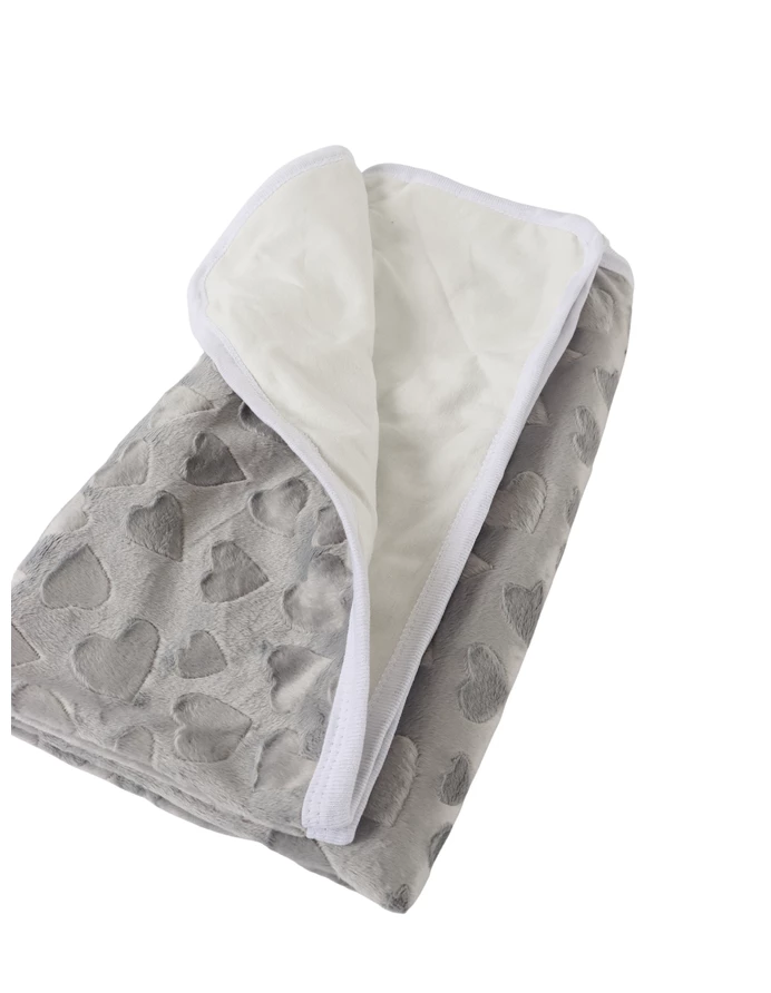 Paturica Minky dubla Inimioare, gri picture - 3