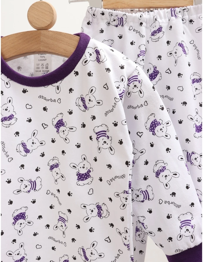 Pijama bbc ML Romania, Absorba Rabbit, alb-mov picture - 2
