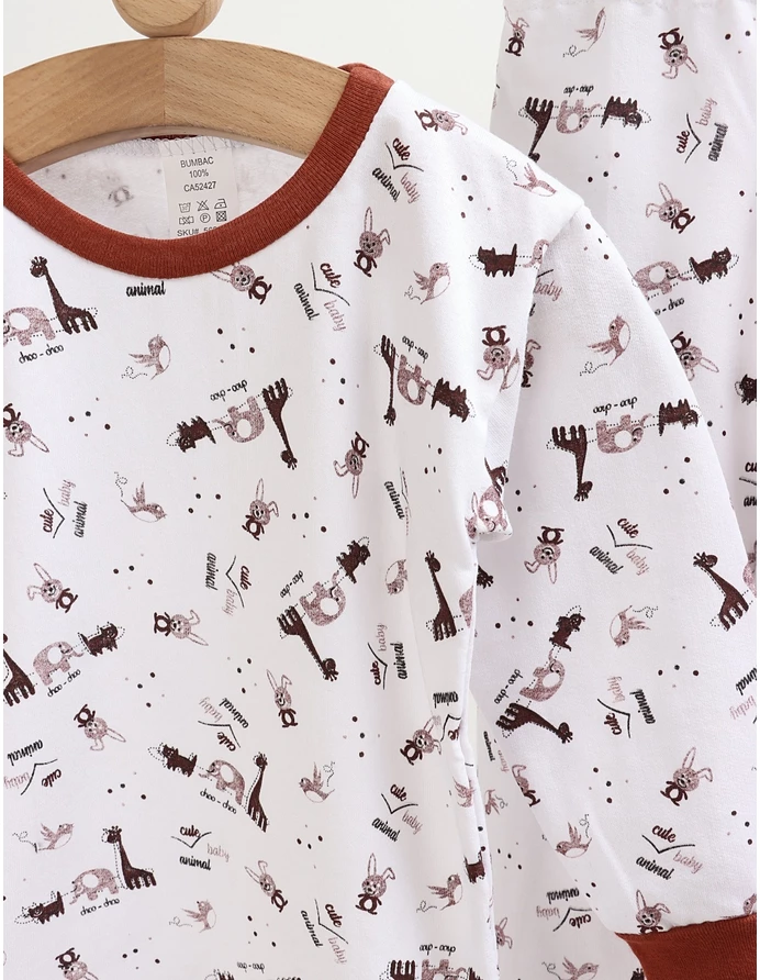 Pijama bbc ML Romania, Cute Animal, alb-maro picture - 2