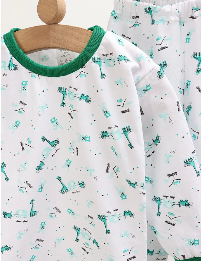 Pijama bbc ML Romania, Cute Animal, alb-verde picture - 2