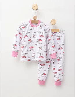 Pijama bbc ML Romania Love U alb-rosu