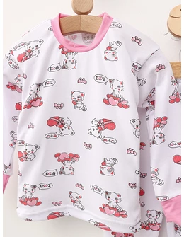 Pijama bbc ML Romania Love U alb-rosu